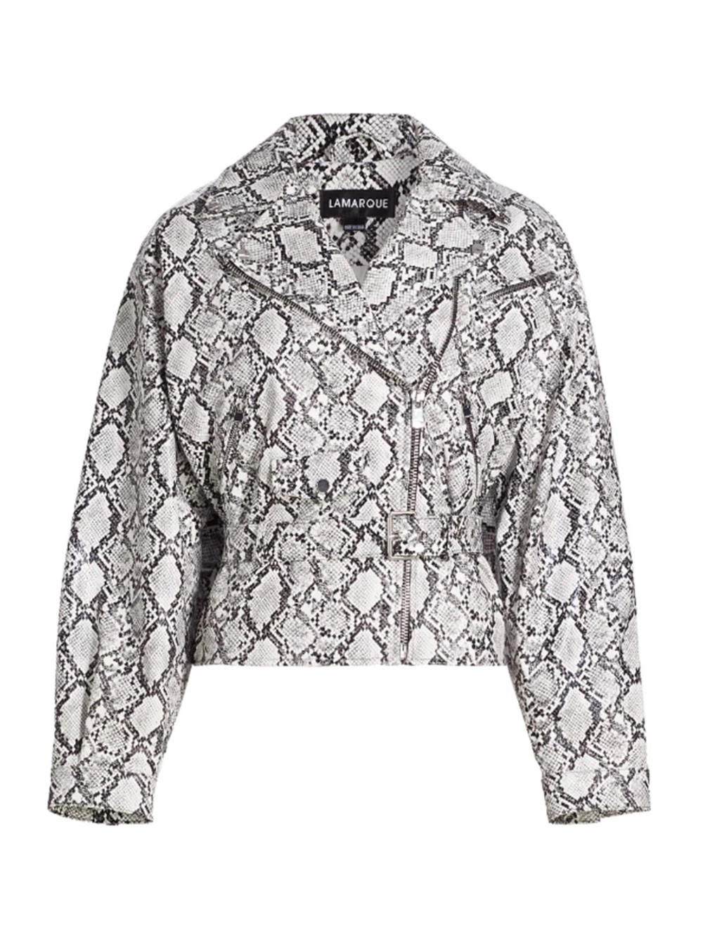 $425 LAMARQUE SHEILA FAUX LEATHER PYTHON BIKER JACKET